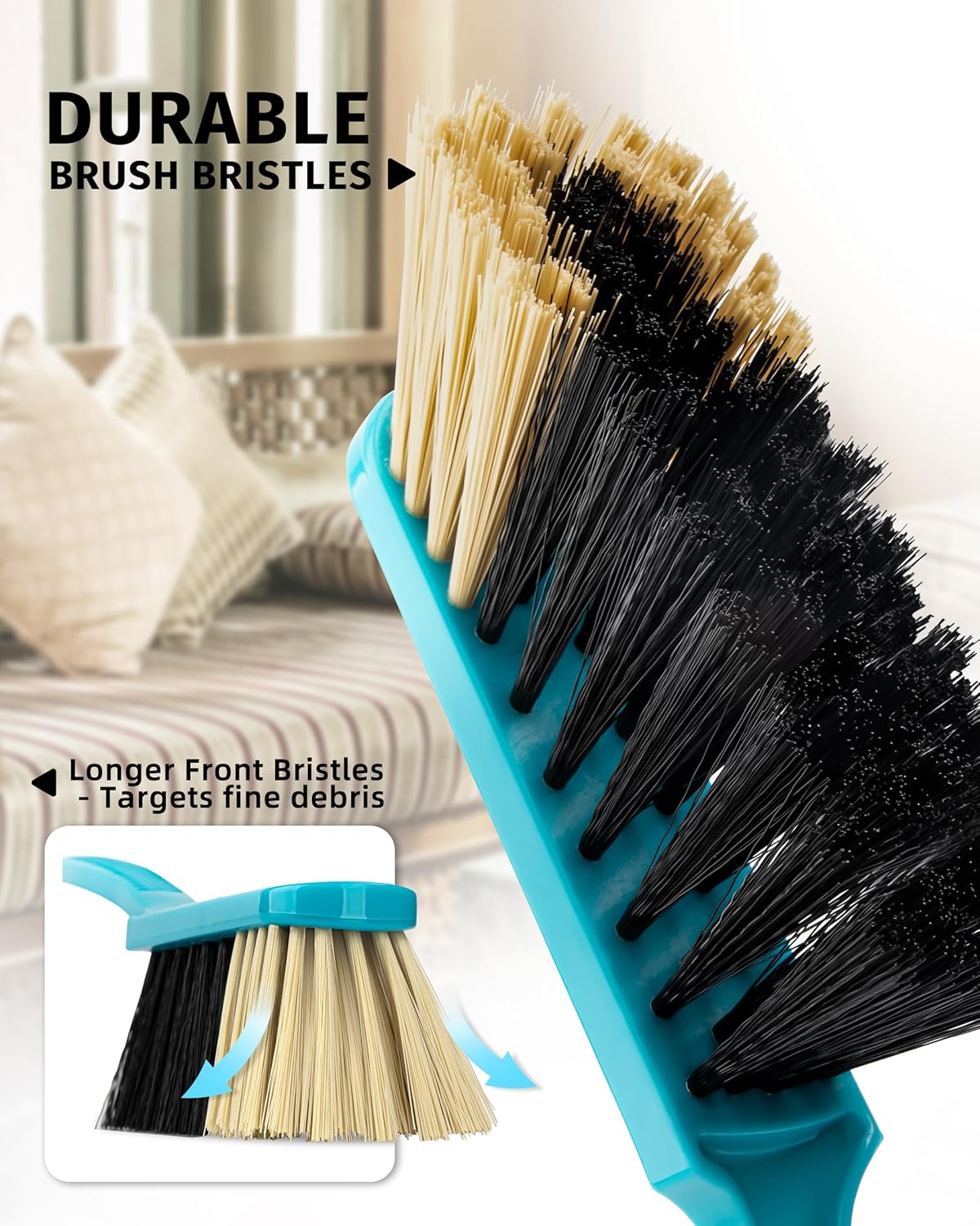 MR.SIGA Dustpan and Brush Set, Pack of 2 Set, Blue & Grey