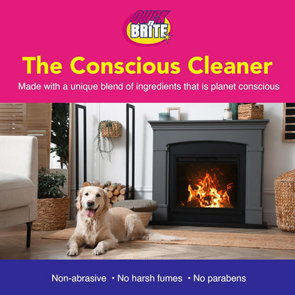 Quick 'n Brite Fireplace Gel Cleaner for Brick, Stone, Rock, Tile, and Marble, Nonabrasive Fireplace Cleaner, Made in the USA, 16 oz
