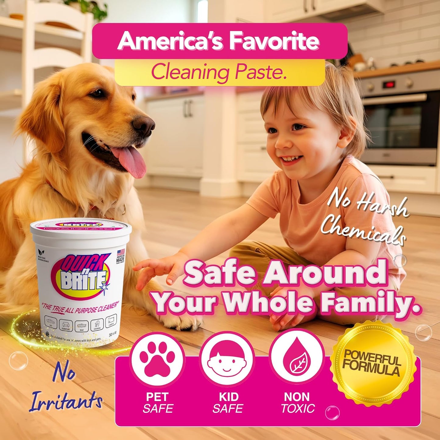 Quick 'n Brite All Purpose Cleaning Paste, True All Purpose Cleaner, Concentrated, 30 oz