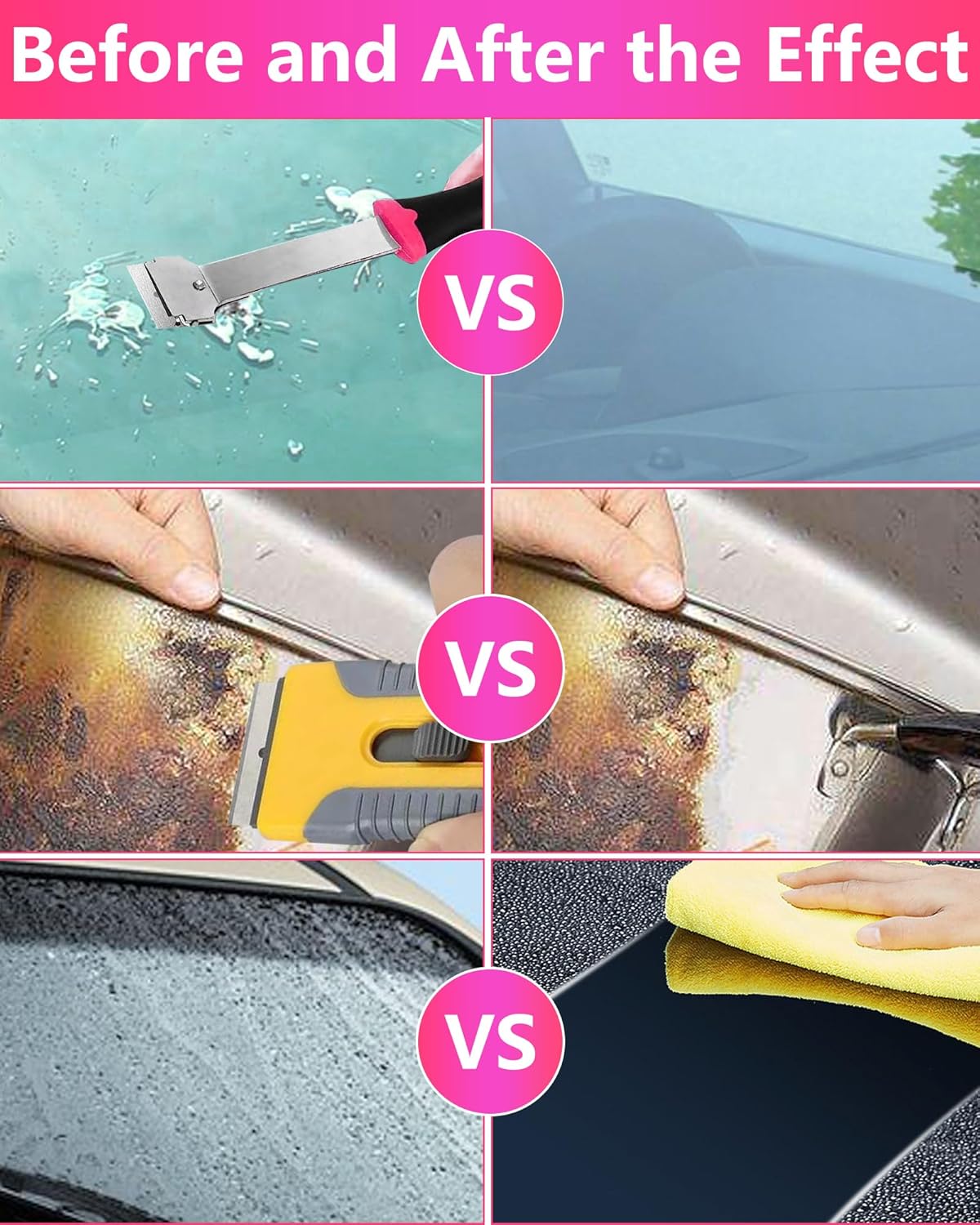 2 Pack Razor Blade Scraper with 10 Plastic and 20 Metal Blades for Removing Paint, Registration Sticker, Grease from Windshield, Glass Top Stove Cooktop Scraper