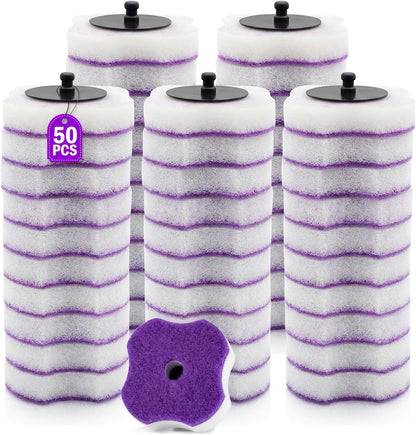50PC Toilet Bowl Wand Refills, Replacement Heads for Bathroom Washroom Cleaning Pads, Disposable Toilet Brush Refills Lemon Fresh Yellow
