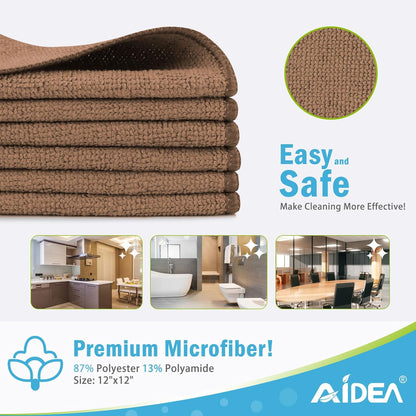 AIDEA Microfiber Cleaning Cloth-50PK, Soft Microfiber Towels for Cars, Absorbent Cleaning Rags, Lint-Free Streak-Free Wash Cloths for House, Kitchen, Window(12in.x12in)