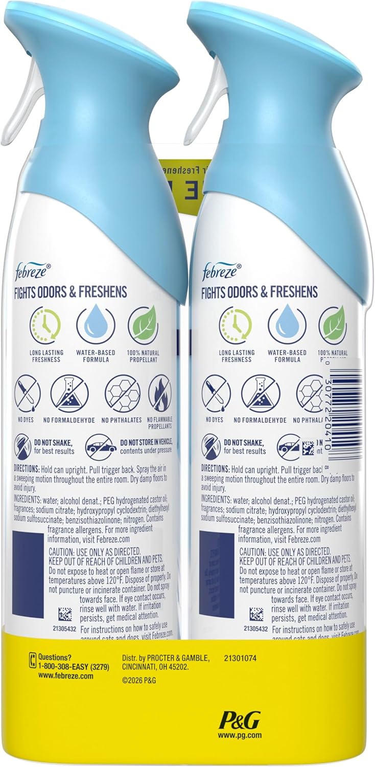 Febreze Air Mist Air Freshener Spray, Odor-Fighting Room Spray, Air Fresheners for Home and Bathroom and Kitchen, Aerosol Can, Downy April Fresh Scent, 8.8oz (Pack of 2)