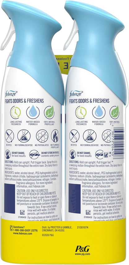 Febreze Air Mist Air Freshener Spray, Odor-Fighting Room Spray, Air Fresheners for Home and Bathroom and Kitchen, Aerosol Can, Downy April Fresh Scent, 8.8oz (Pack of 2)