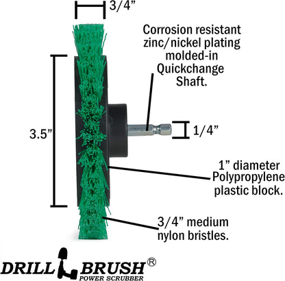 Drillbrush Multi-Surface Drill Brush Attachments Set for Car Interior, Bathroom, Flooring, Counters, Sinks, Siding, Garages, and More - Dishwasher Safe Drill Brush Car Detailing Kit Attachment Set
