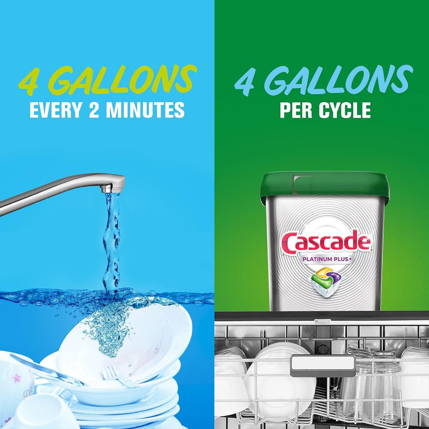 Cascade Platinum Plus ActionPacs Dishwasher Detergent Pods, Dishwasher Soap, Mountain, 52 Count