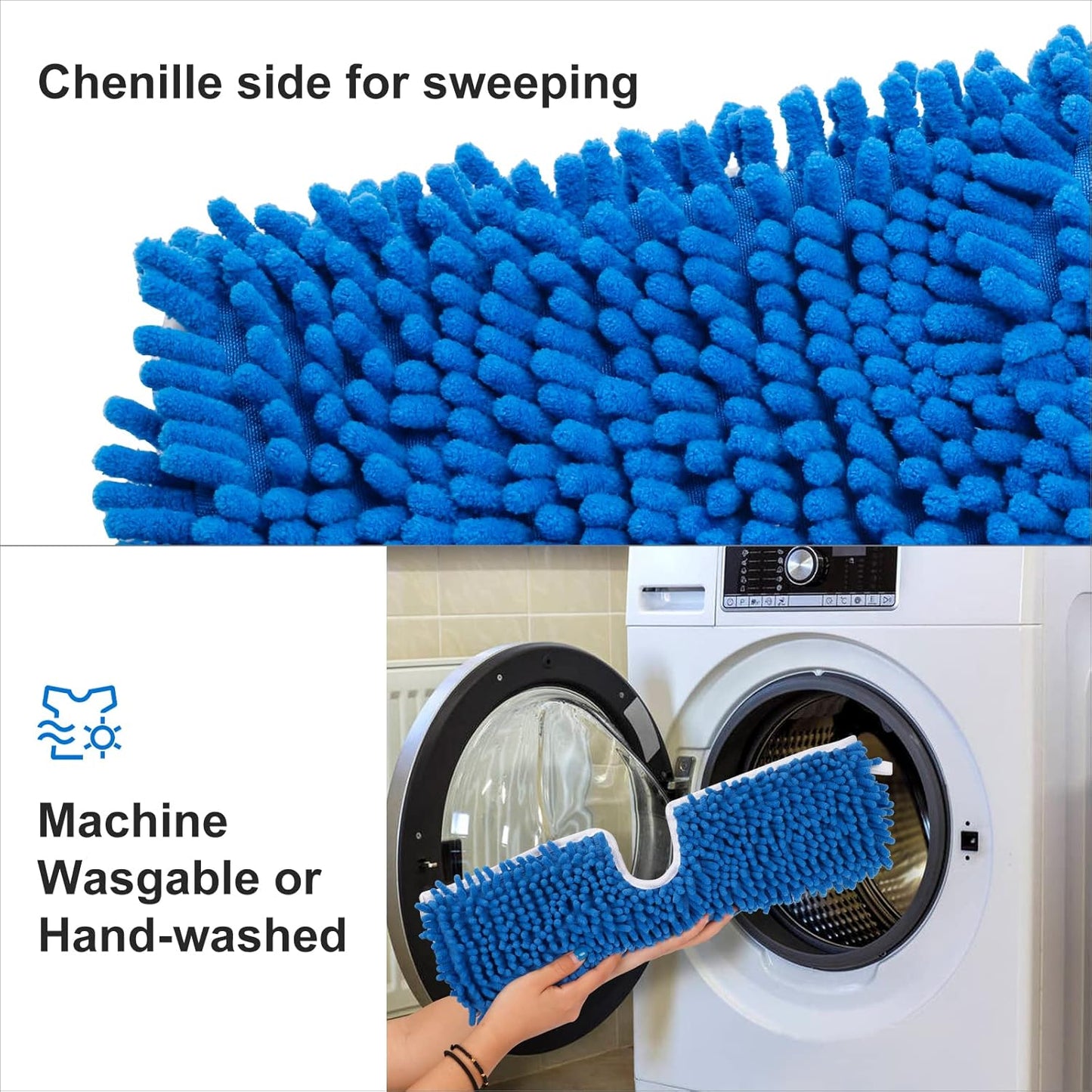 CLEAN PIONEER 3 Pack Mop Heads Replacement Compatible for Oceda Dual-Action Flip System, Dry and Wet Used, Chenille Double Sided Mop Refills Head for Most Hardwood Floors