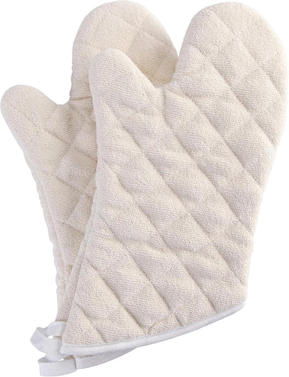 ARCLIBER Oven Mitts 1 Pair of Quilted Terry Cloth Cotton Lining,Extra Long Professional Classic Oven Mitt Heat Resistant Kitchen Oven Gloves,16 Inch