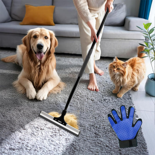 Carpet Rake for Pet Hair Removal – Carpet Scraper – Dog & Cat - Pet Hair Broom for Rugs, Furniture – Adjustable Rug Broom for Pet by Okköbi