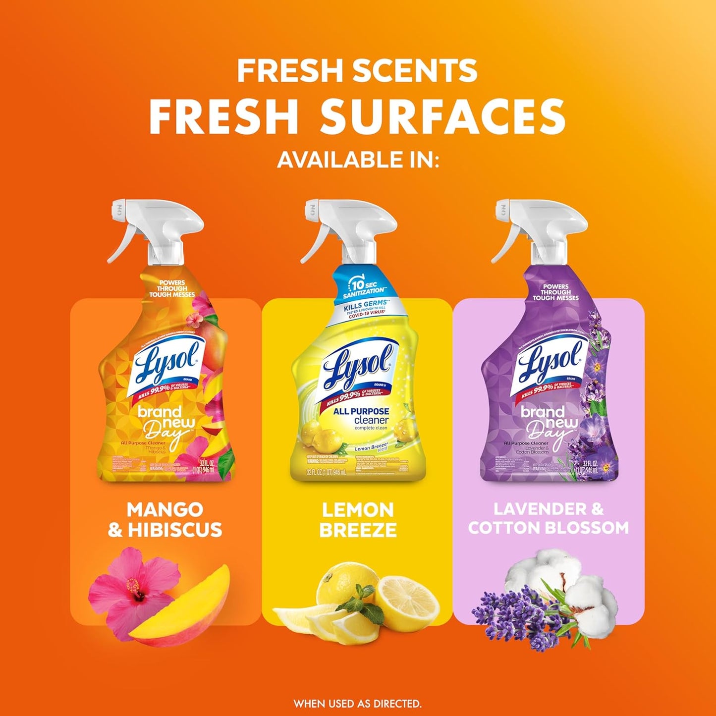 Lysol All Purpose Cleaner Spray, Multi-Purpose Disinfecting Spray, Kitchen & Bathroom Cleaner, Lemon Breeze Scent, 32 Fl Oz (Pack of 2)