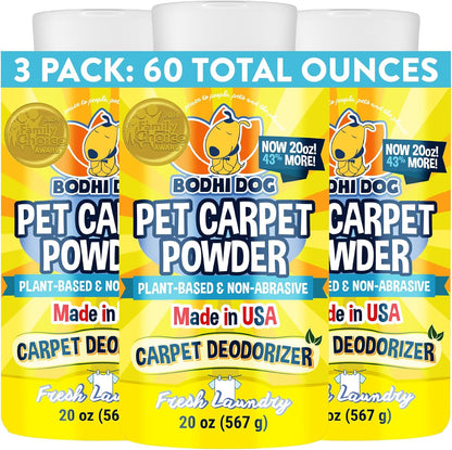 Bodhi Dog Natural Carpet Deodorizer Powder - Dry Pet Smell Eliminator & Urine Odor Remover - Loosens Fur & Dirt - Plant-Based Room Freshener for Vacuuming Home - Fresh Laundry (Pack of 1)