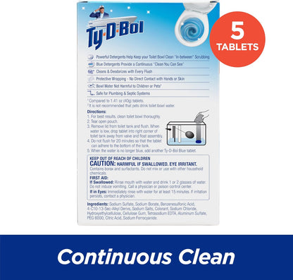 Ty-D-Bol Bleach-Free Toilet Bowl Cleaner Tablets Variety Pack - (10 Pack) 1.4 oz - 5 Lavender and 5 Blue Tablets - Fights Hard Water Stains, Mineral Buildup & Limescale - Bathroom Cleaning Supplies