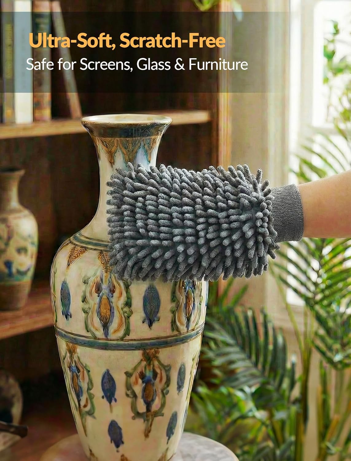 NiHome 4 Pairs Microfiber Cleaning Gloves - Electrostatic Dusting & Scratch-Free Wiping Gloves for Blinds, Furniture, Glass and Keyboards - Flexible & Reusable