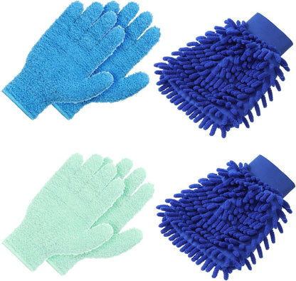 6 Pcs Microfiber Dusting Gloves, Plant Gloves Dusting Reusable Washable Plant Cleaning Glove for Plants, Cars, Blinds, Windows