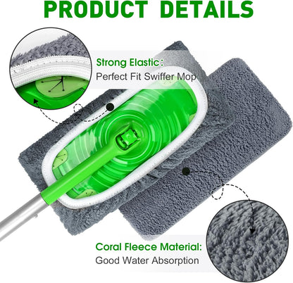 12Pcs Reusable Microfiber Mop Pads Compatible with Sweeper Mops,Dry Sweeping Cloths & Wet Mopping Pads Refills,Washable Mop Pads for Floor Cleaning