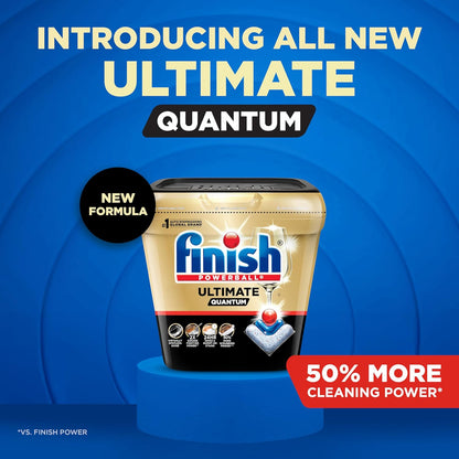 Finish Ultimate Infinity Shine Dishwasher Pods, No Pre-Rinse Dishwasher Detergent Soap Removes Burnt-On Stain, with Protector Shield & CycleSync Technology, Degreasing & Scrubbing Power, 62 Count