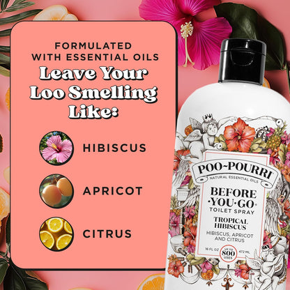 Poo-Pourri Before-You-Go Pocket Toilet Spray, Travel Essentials, Tropical Hibiscus, 1 Fl Oz, Up to 50 Uses, On-The-Go Bathroom Odor Deodorizer with Essential Oils, TSA Approved Size, Hibiscus, Apricot