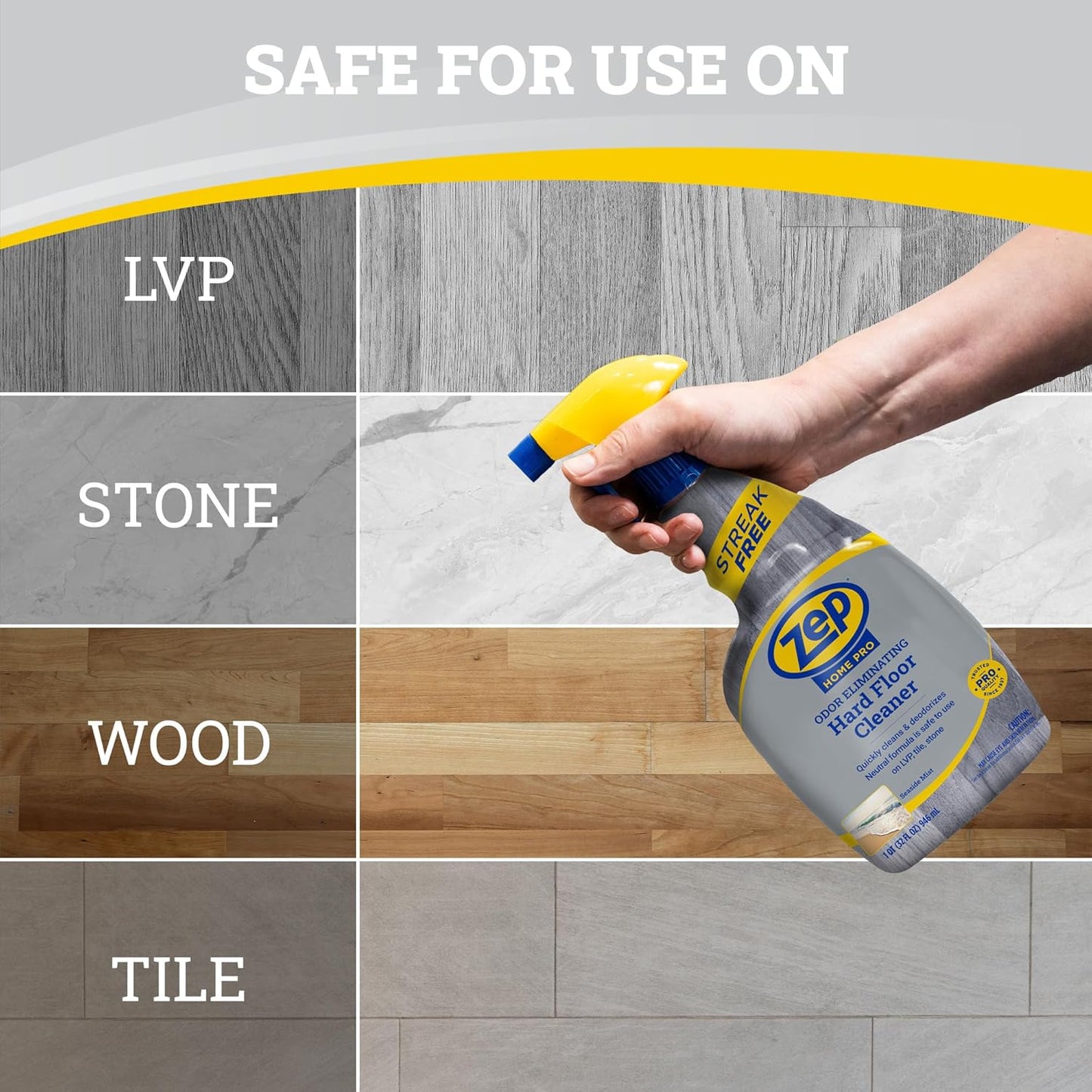 Zep Home Pro Odor Eliminating Hard Floor Cleaner 32oz (Pack of 1) R61206 - Remove dirt, odors, and grime from hardfloors with our quick-drying and streak-free formula