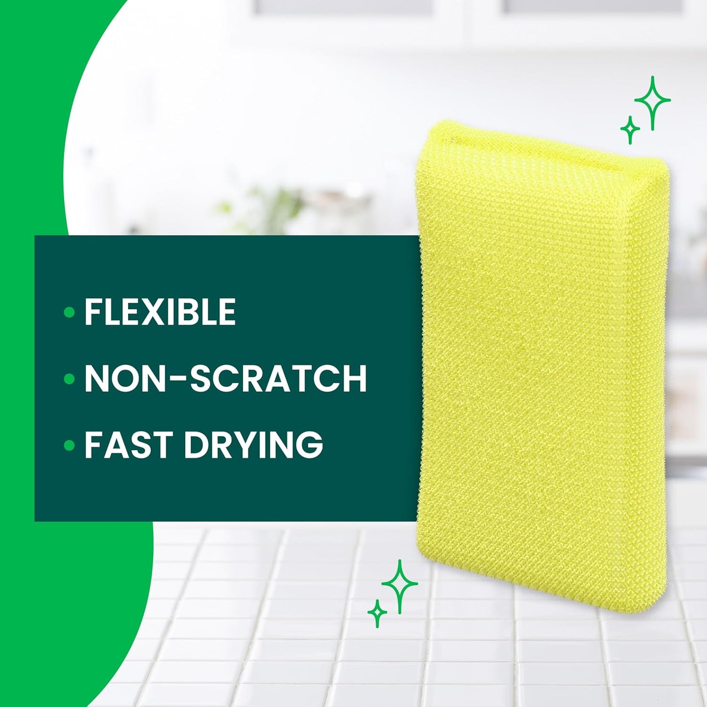 Scotch-Brite Dobie Non-Scratch All-Purpose Scrub Pads, 12 Total Pads (6 Packs of 2), Reusable Scouring Sponges for Kitchen & Bathroom, Safe on Non-Stick Cookware, Yellow