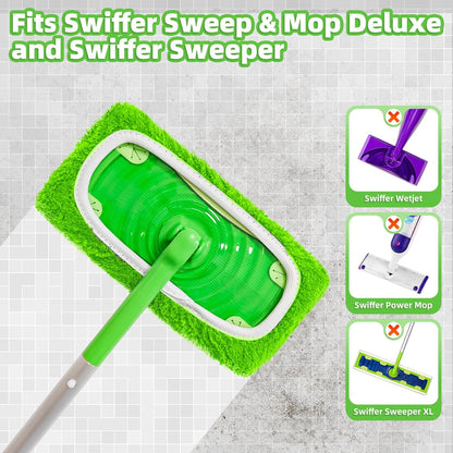 Reusable Mop Pads Compatible with Swiffer Sweeper Mop, Microfiber Dry Sweeping Cloths & Machine Washable Wet Pads Refill for Use on All Sealed Floors - Stone, Hardwood, Laminate & Tile (6 Blue)