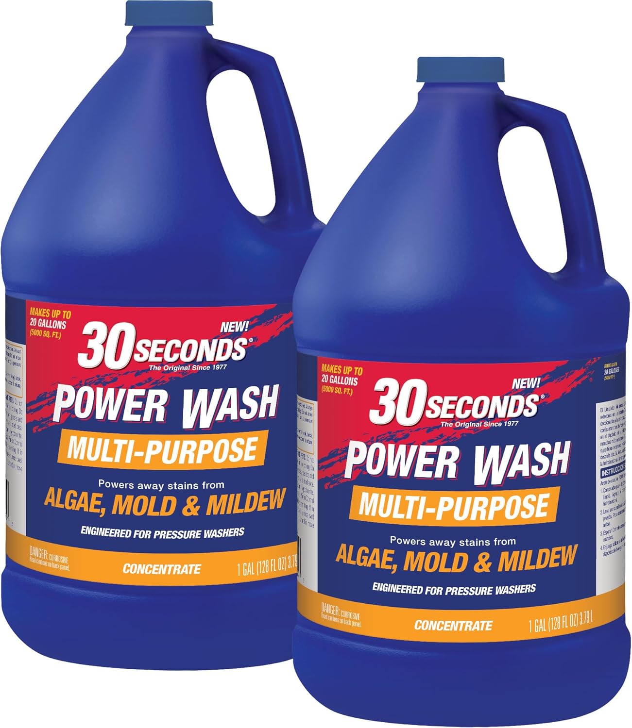 30 SECONDS Pressure Washer Concentrated Cleaner – Power Cleans Stains from Algae, Mold & Mildew, Dirt, Grime – Makes up to 20 Gallons