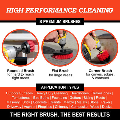 Drillbrush Drill Brush Attachment Set for Bathroom Cleaning – Power Scrubber Brush Kit for Tub, Tile, Shower, and Grout – All-Purpose Household Cleaning Brushes for Drill - Electric Grout Cleaner Kit