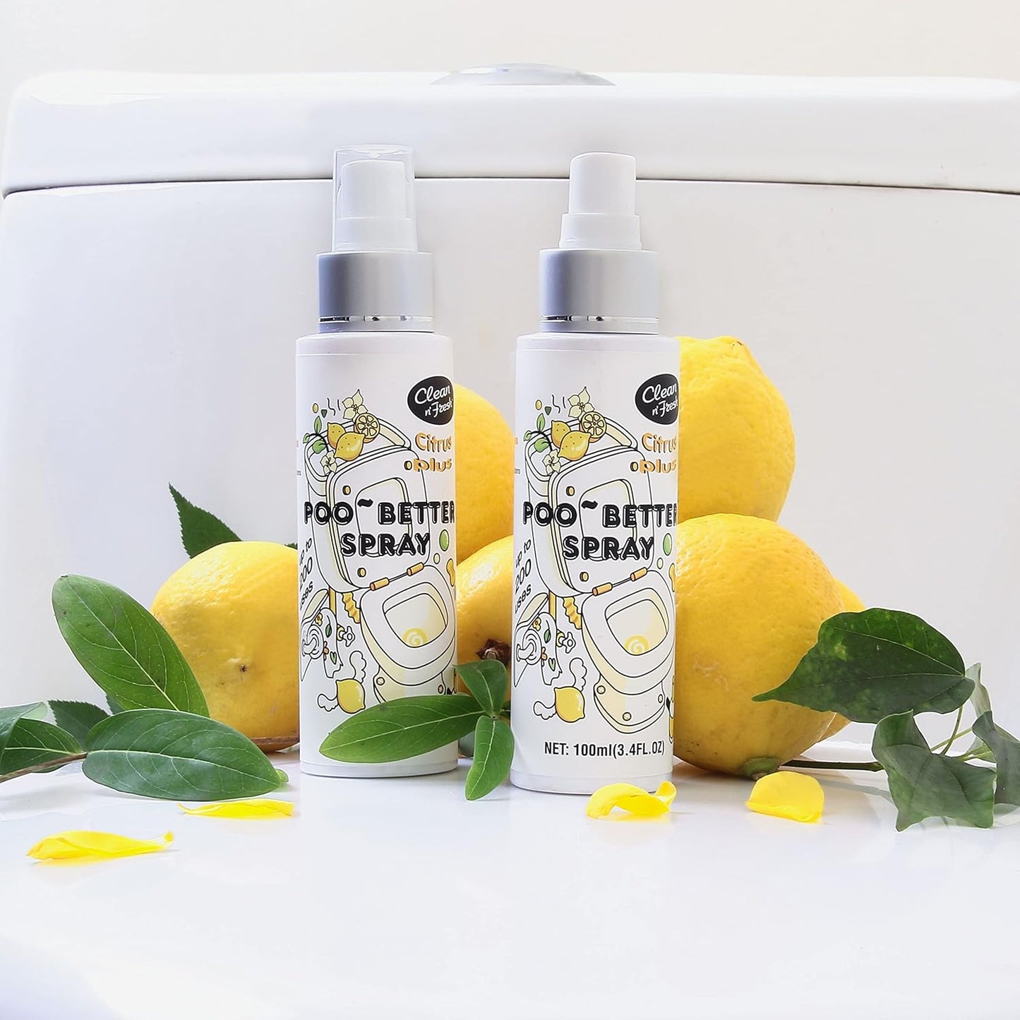 Clean-n-Fresh Toilet Spray, Wild Peony Scent, Bathroom Odor Eliminator & Air Freshener For Room, Trash Cans, Shoes, Fabrics, 3.4 Fl Oz(2 Pack)
