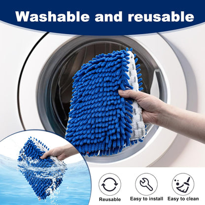 4 Pack Mop Heads Replacements Compatible with O-cedar Dual-Action Flip Mop,Microfiber&Chenille Mop Replace Head for Dry/Wet Use,Double-sided,Reusable and Washable Dust Mop Refills for Floor Cleaning