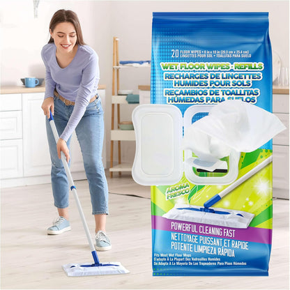 Juniper CLEAN Wet Floor Wipes, Multi Surface Floor Cleaner Wet Mop Pads Fit Swiffer Sweeper Mop, Fresh Scent & Plant-Based Textured Cloth Trap Absorb Dirt, 20 Count (Pack of 12)