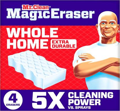 Mr. Clean Magic Eraser Sponge, All Purpose Cleaner, Cleaning Scrubber, Wall, Sneaker, Kitchen, Bathroom, Shower Cleaner, Cleaning Supplies, Melamine Sponge, Cleaning Pads, Extra Durable, 10ct