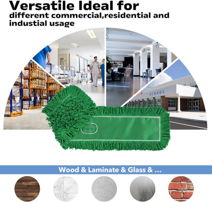 Matthew Cleaning 24'' Industrial Strength Cotton Dust Mop Refill Washable Replacement Heads for Residential & Commercial Use Fit Standard Dust Mop Frames, Hardwood, Laminate, Concrete Floors 3 Pack