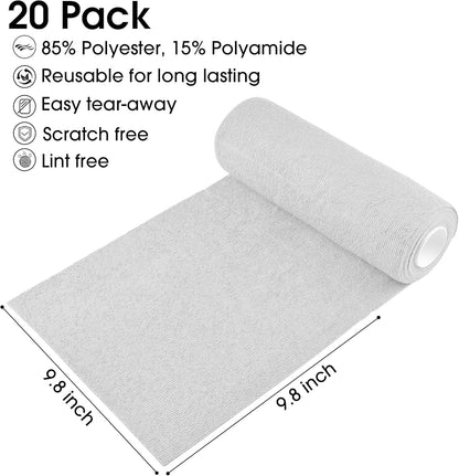 KitchLife Microfiber Cleaning Cloth Roll - Tear-Away Reusable Microfiber Paper Towels, Lint-Free, Washable, 20 Sheets for Kitchen, Car, Dishes, and Sensitive Surfaces (Pink)