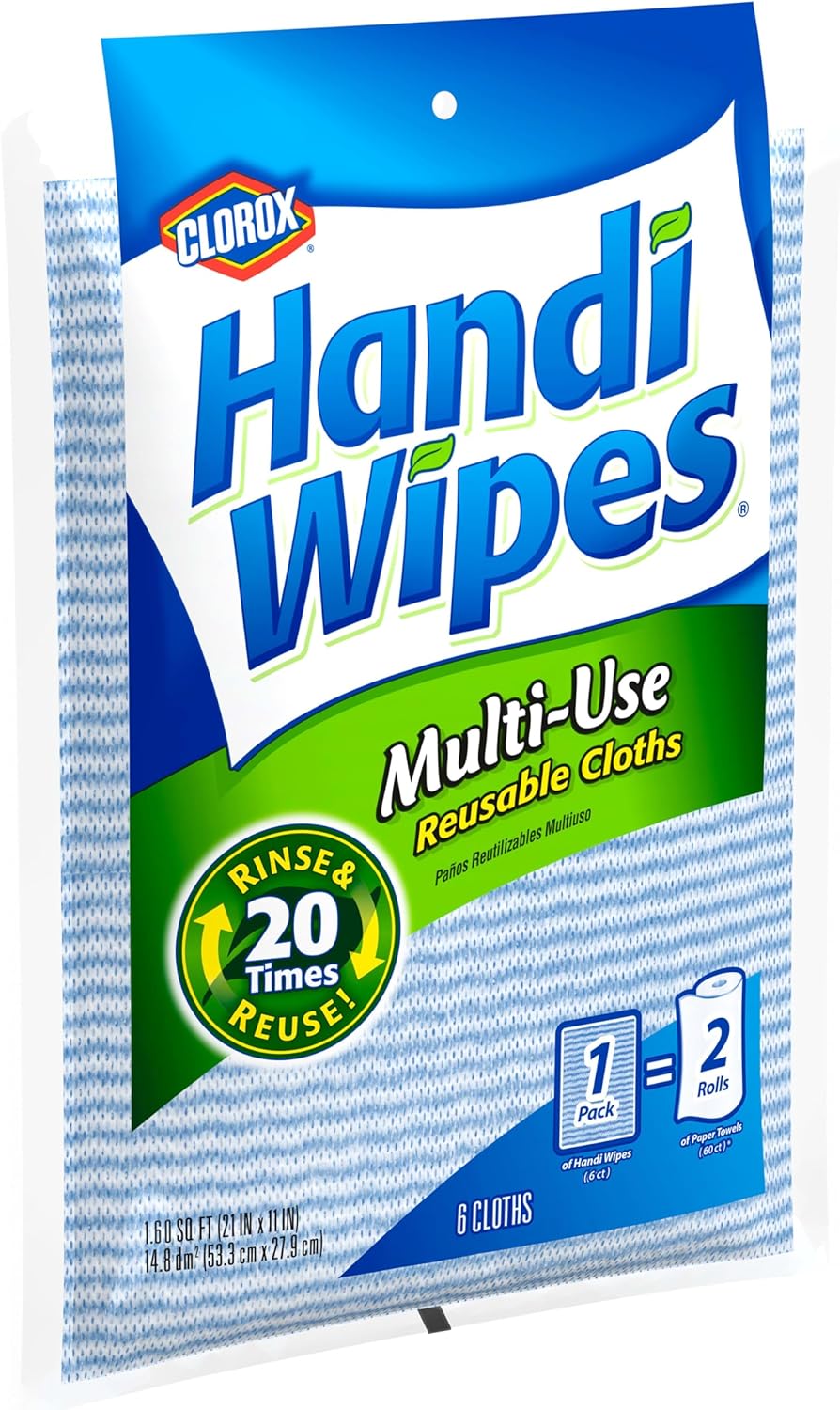 Clorox Handi Wipes Multi Use Reusable Cloths, 6 Count (Package May Vary)