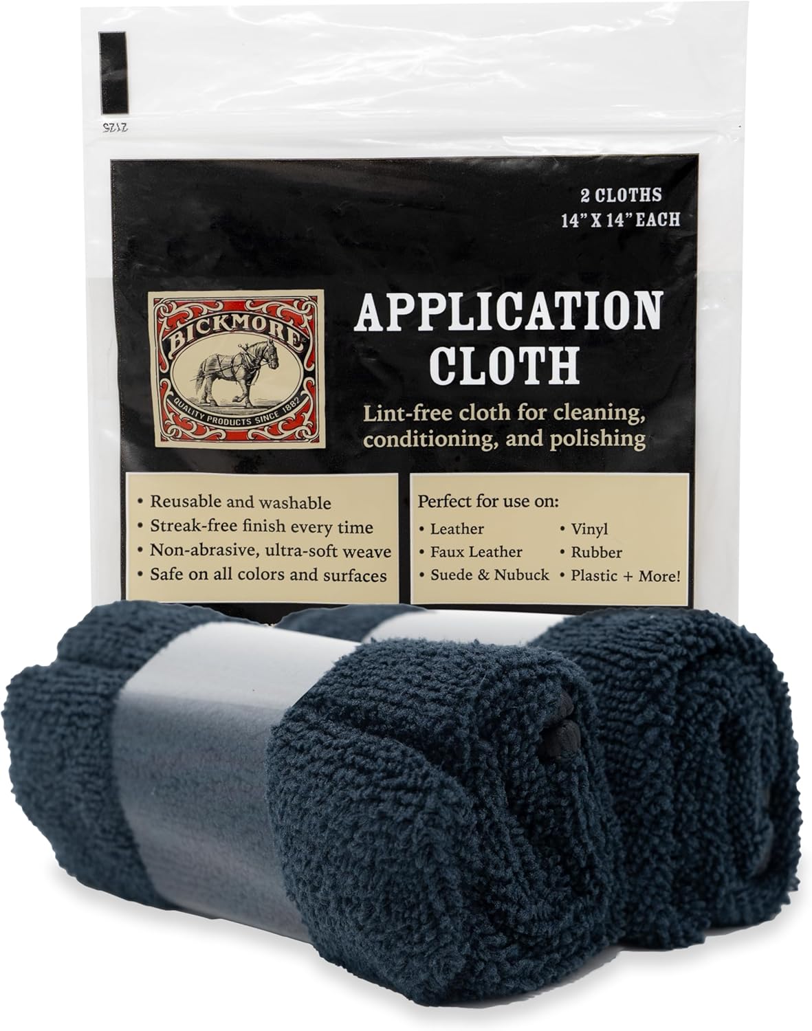 Bickmore 2-Pack Lint-Free Application Cloth for Leather Cleaner, Conditioner, and Polish | Scratch-Free Microfiber Towel for Smooth Application of Leather Care Products