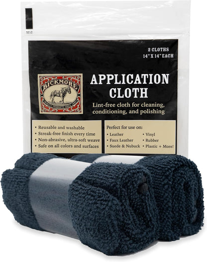 Bickmore 2-Pack Lint-Free Application Cloth for Leather Cleaner, Conditioner, and Polish | Scratch-Free Microfiber Towel for Smooth Application of Leather Care Products