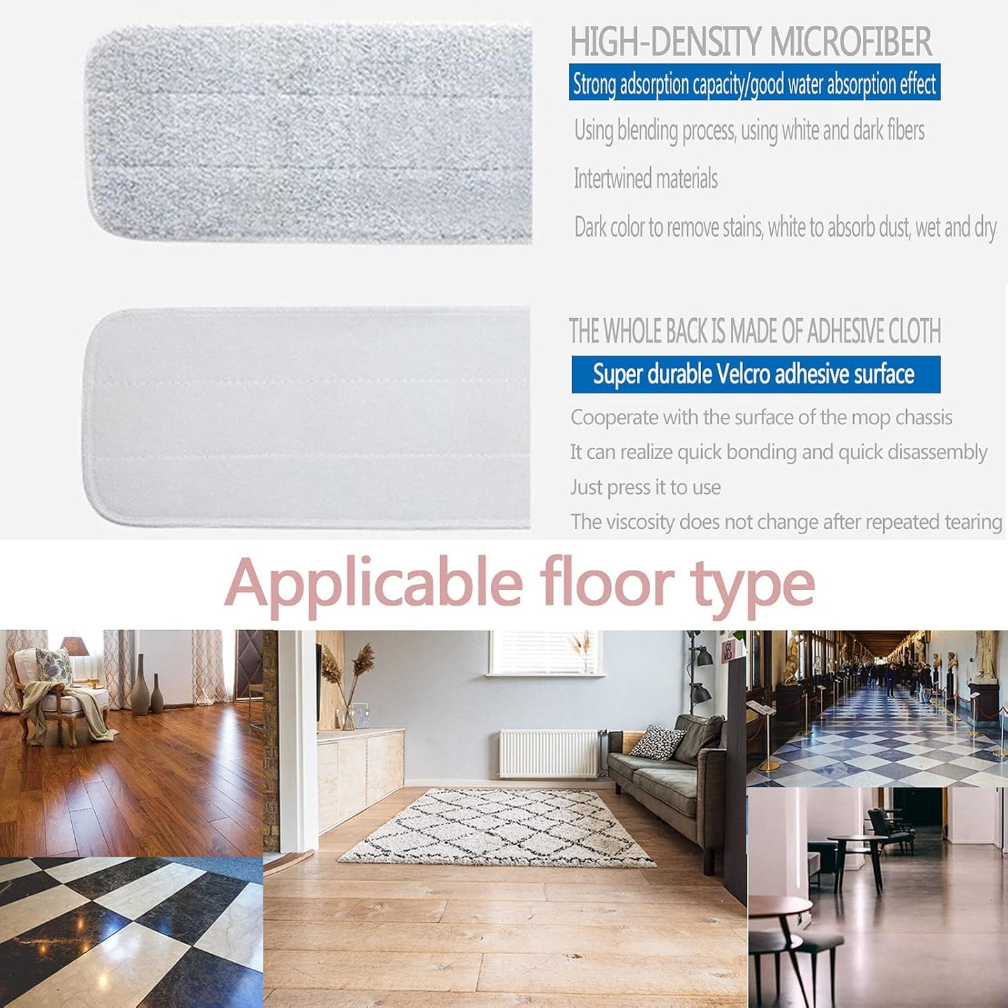 Microfiber Mop 18 in Large Flat Mops for Floor Cleaning with 4 Premium Pads Hardwood for Cleaning Wet Mop
