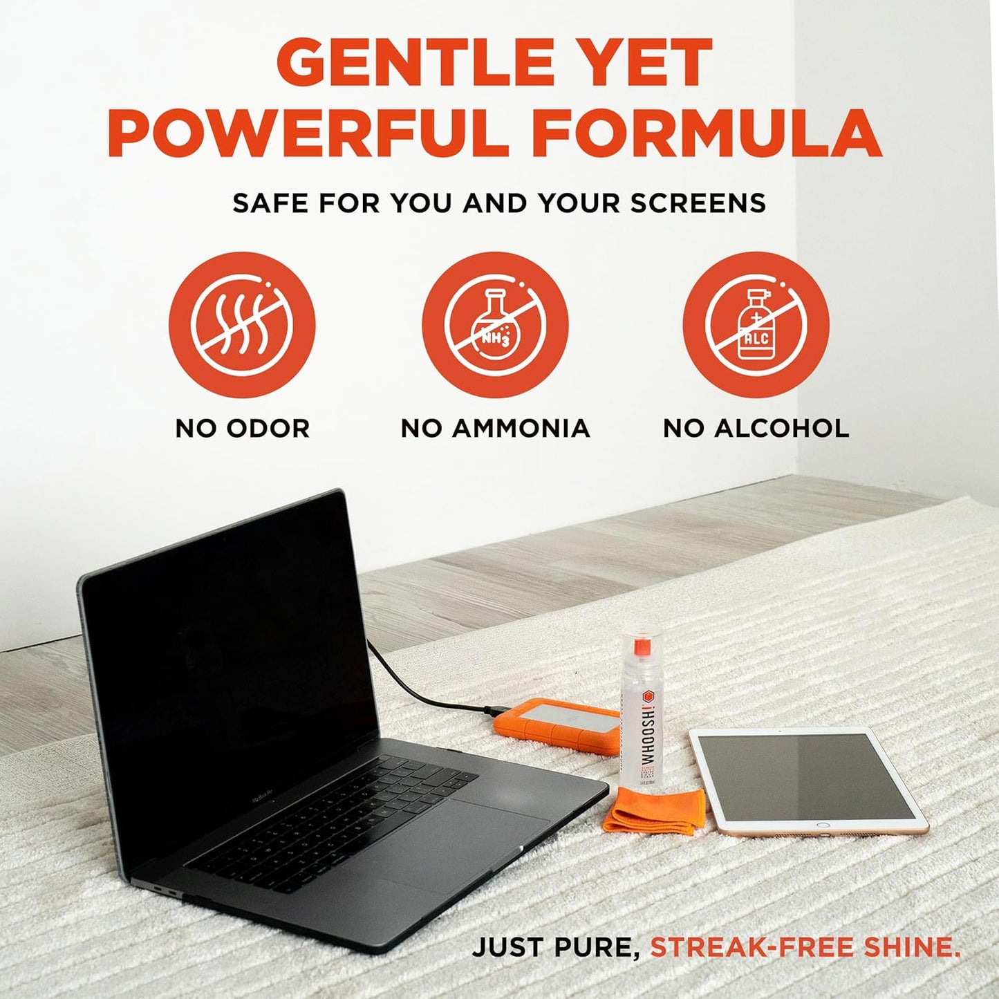 WHOOSH! Screen Shine Duo XL - Screen Cleaner Spray and Wipe for Eyeglasses, Phone & Laptop - Removes Fingerprints - Includes 3.4 oz + 1 oz Leak-Free Bottles & 2 Microfiber Cloths for Home & Travel