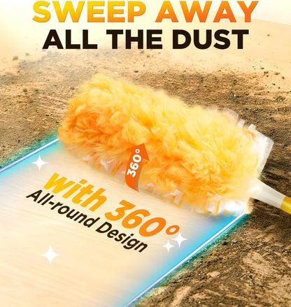 Heavy Duty Duster Refills for Swiffer Duster, 20 Count Duster Refills with 1 Handle, Multisurface 360° Dusters with 4X Microfibers, Unscented Disposable Dusters for Cleaning