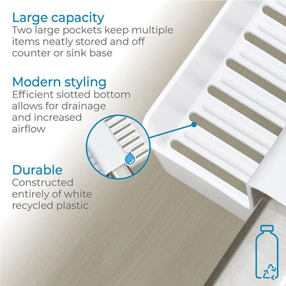 iDesign Recycled Plastic Double Suction Sink Caddy, White