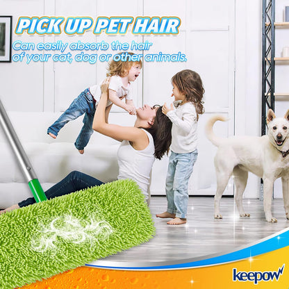 KEEPOW Reusable XL Mop Pads Compatible with Swiffer XL Sweeper, X-Large Dry Sweeping Cloths, Wet Mopping Cloths, Washable Microfiber XL Wet Pads Refills for Surface/Hardwood Floor Cleaning, 4 Pack