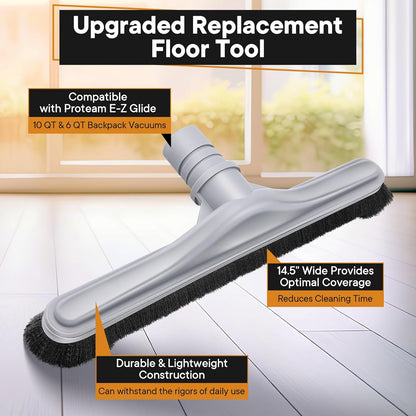 Replacement Floor Tool Compatible with ProTeam 101446 E-Z Glide Backpack Vacuums 10 QT & 6 QT, 14" Hard Floor Tool Compatible with Commercial Cleaners(Brush with Scalloped Edges,Gray)