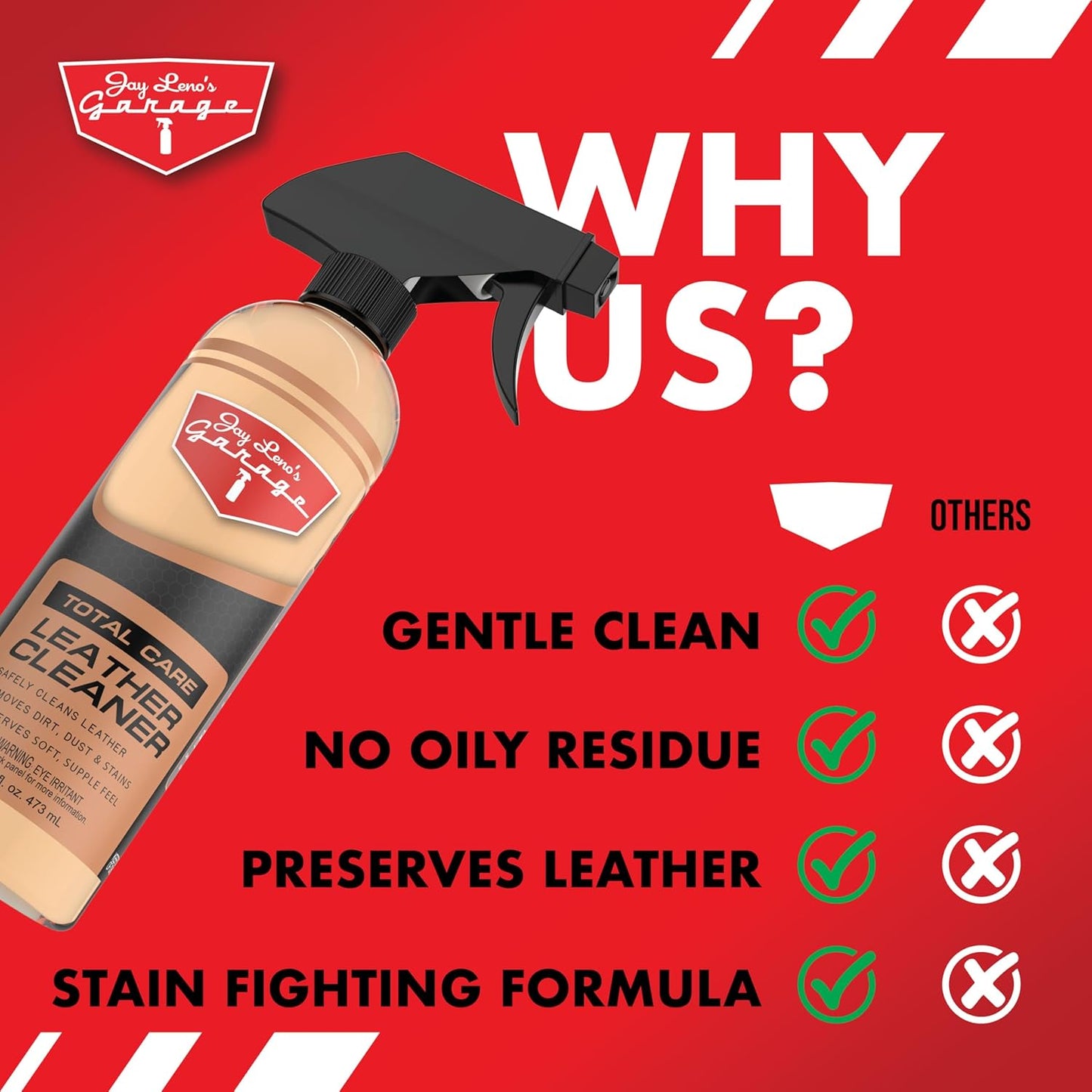 Jay Leno's Garage Car Leather Conditioner and Auto Leather Care - Professional Leather Conditioner for Car Seats, Nourishes Protects & Restores, Lanolin & Beeswax Formula, Non-Greasy Finish (16 oz)