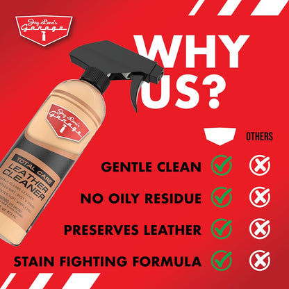 Jay Leno's Garage Car Leather Conditioner and Auto Leather Care - Professional Leather Conditioner for Car Seats, Nourishes Protects & Restores, Lanolin & Beeswax Formula, Non-Greasy Finish (16 oz)