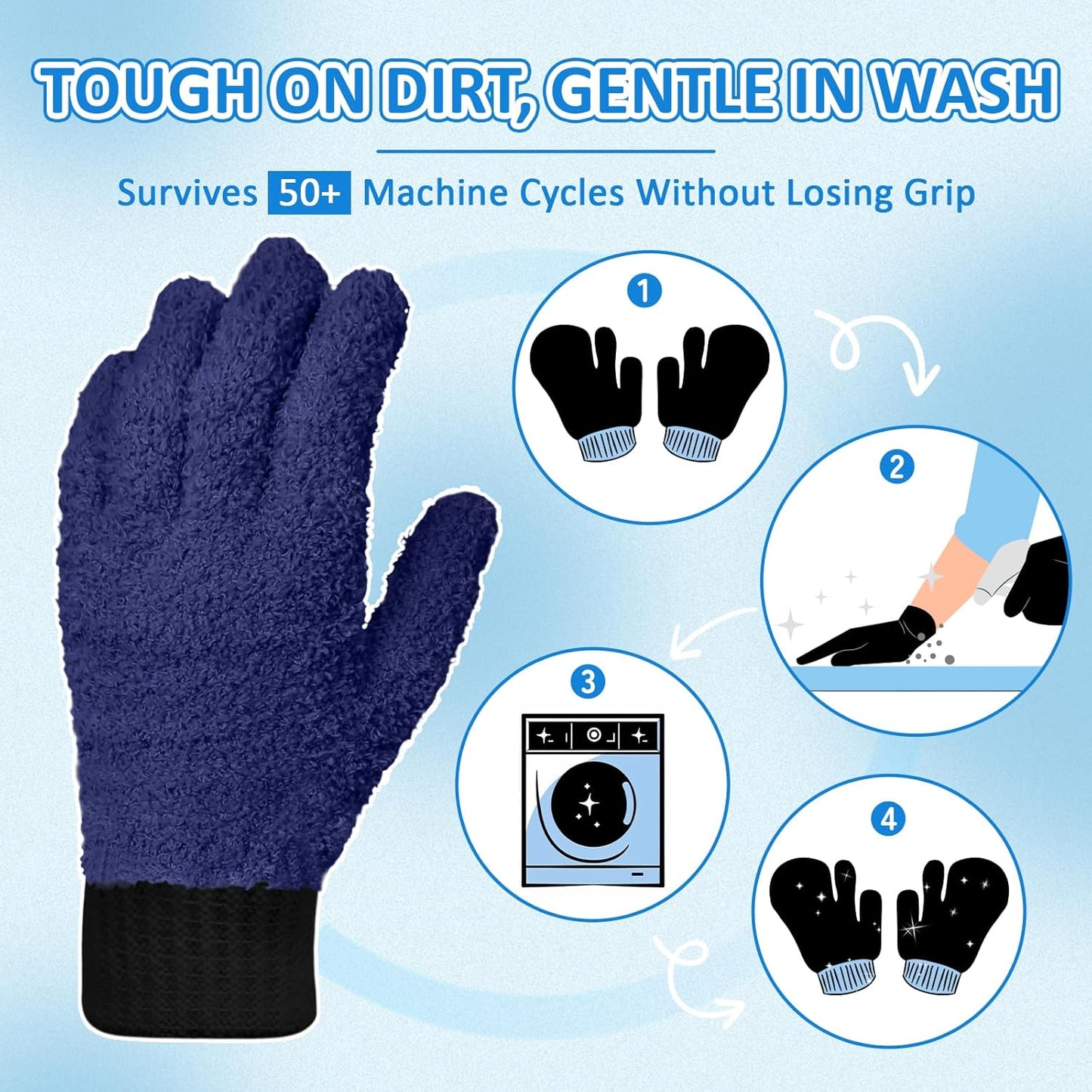 MIG4U Microfiber Dusting Gloves House Cleaning Glove for Blinds, Windows, Shutters, Furniture, and Car, Reusable Lint-Free Pink 1 Pair S/M