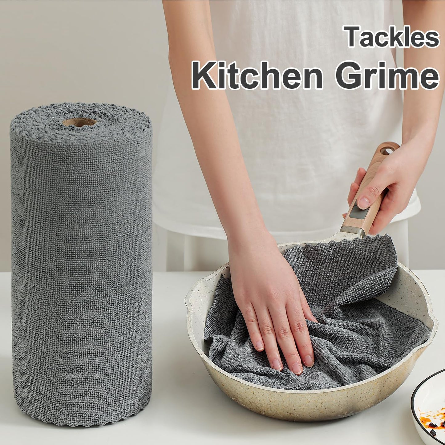 80 Pack Microfiber Cleaning Cloth Roll Reusable Paper Towels 12"x12" Tear Away Cloth, Microfiber Towels for Cars, Wash Cloths, Lint Free Dark Grey Rags for House, Kitchen,Window,Cleaning Supplies