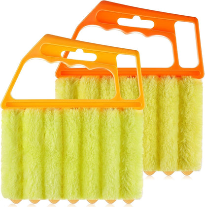 Geiserailie 1 Pcs Window Venetian Blind Cleaner Duster Tool Washable 7 Fingers Dusting Cleaner and Air Vent Shutter Brush Blinds Air Conditioner Fan Duster Dirt Housekeeping Tool (Orange)