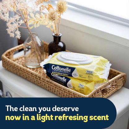 Cottonelle Fragrance Free Flushable Wet Wipes, Adult Wet Wipes, 2 Flip-Top Packs, 42 Wipes Per Pack