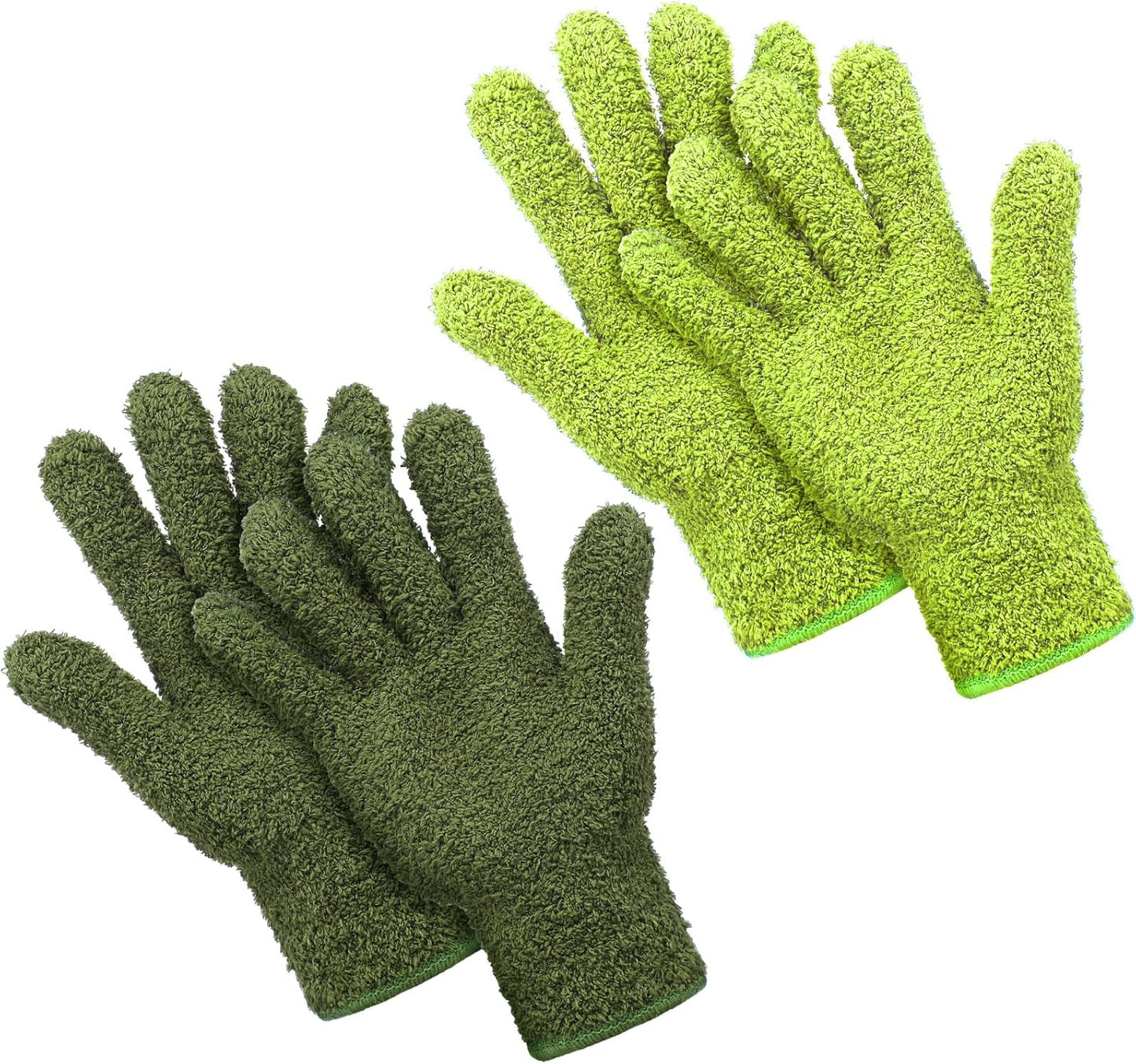 Patelai 2 Pairs Microfiber Gloves for plants Dusting Cleaning Glove Mittens House Cars Blinds Dusting(Blue, Grass Green,Large)