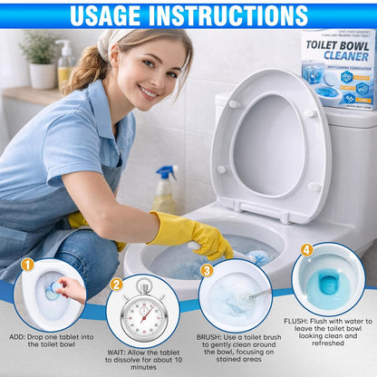 Toilet Bowl Cleaner Tablets -24 Count, Drop-In Toilet Tablets, Long-Lasting Slow Dissolve, Helps Reduce Limescale and Hard Water Stains, Deodorizing Blue Water Freshener for Easy Toilet Cleaning