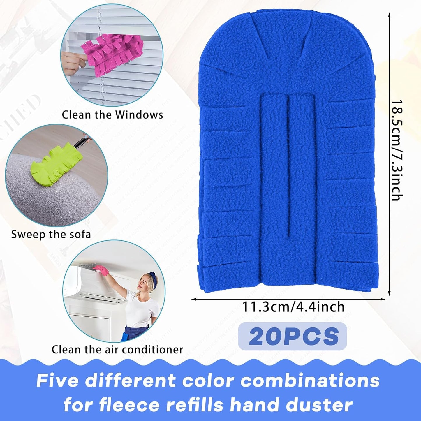 Zubebe 12 Pcs Duster Refill Reusable Fleece Duster Refills Feather Flat Dusters Multi Surface Washable Cleaning Pads Tools for Home, Blinds, Car, Pet, Furniture, Fans (Dark Color)